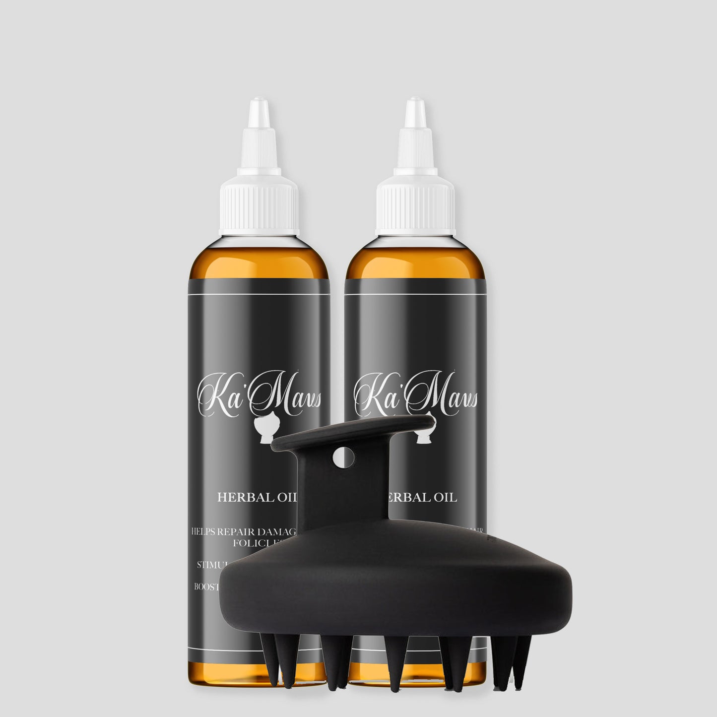Herbal Oil (2 Pack) + Scalp Massager
