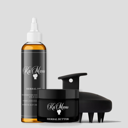 Herbal Oil, Herbal Butter + Scalp Massager